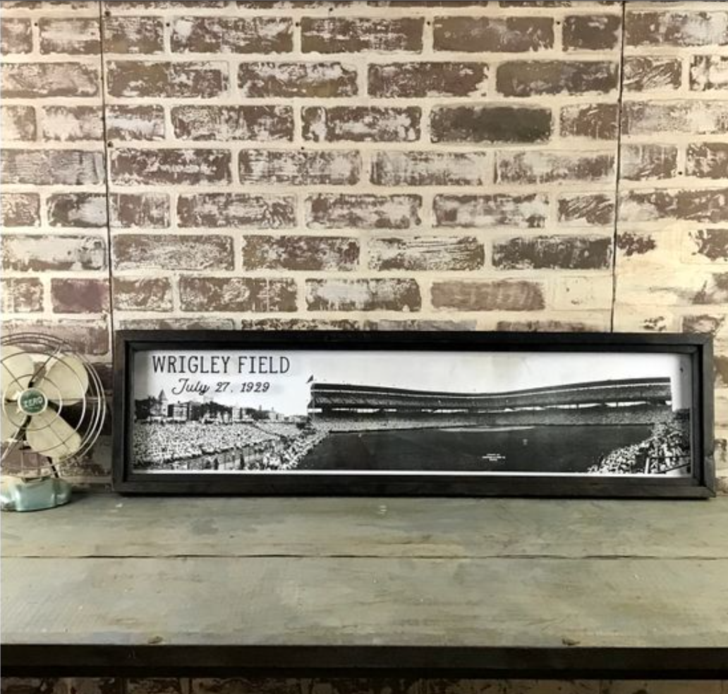 Framed reproduction photo commemorating the 1929 Chicago Cubs pennant win, sold at Thistles in Pella, Iowa